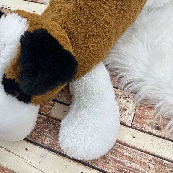 Best Made XL Large St Bernard Laying Down Dog Plush Brown White Floppy Beethoven - Picture 4 of 8
